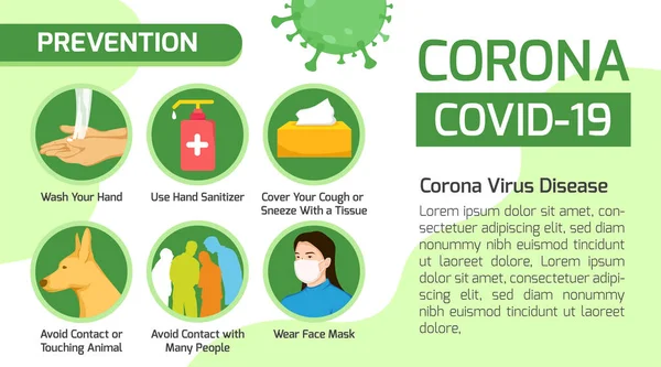 Preventie Van Corona Virus Disease Covid Novel Corona Wuhan Corona — Stockvector