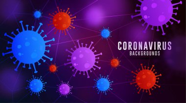 Coronavirus Arkaplanı, Covid-19 Arkaplan, Virüs Arkaplanı, Mor Mavi Gradyan Koronavirüs Arkaplanı