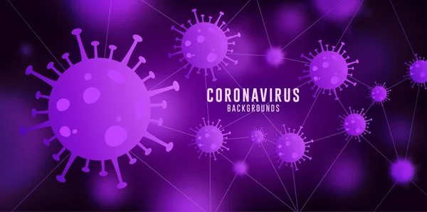 Coronavirus Arkaplanı Covid Arkaplan Virüs Arkaplanı Mor Mavi Gradyan Koronavirüs — Stok Vektör