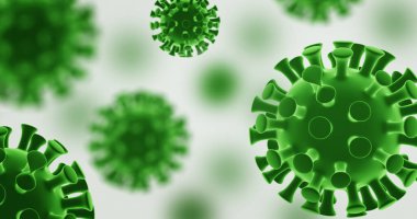 3 boyutlu Coronavirus Arkaplanı, 3 boyutlu Render Covid-19 Arkaplan, 3 boyutlu Coronavirus Yeşil Renkli Arkaplan