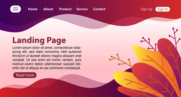 Abstrakte Landing Page Template Bunte Landing Page Background Website Page — Stockvektor