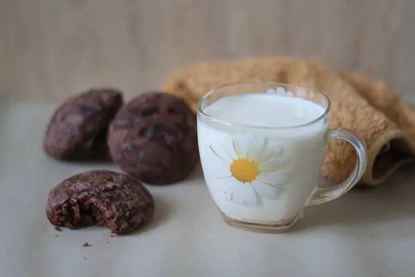 Kekse Tasse Süßwaren Frühstück Morgens Weiß — Stockfoto