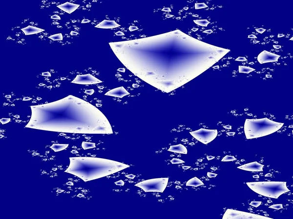 Unidentified flying objects on a blue background. Fractal.