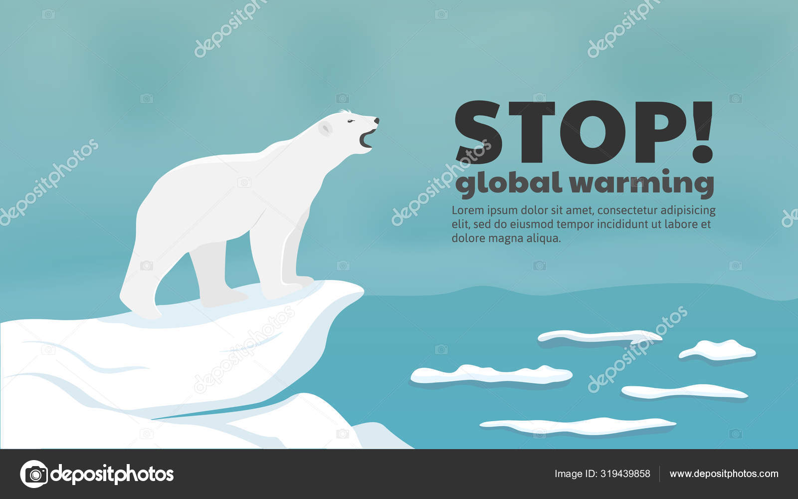 Polar Bear Needs Sea Ice Survive Stop Global Warming Concept Vector Image By C Janysiri Gmail Com Vector Stock