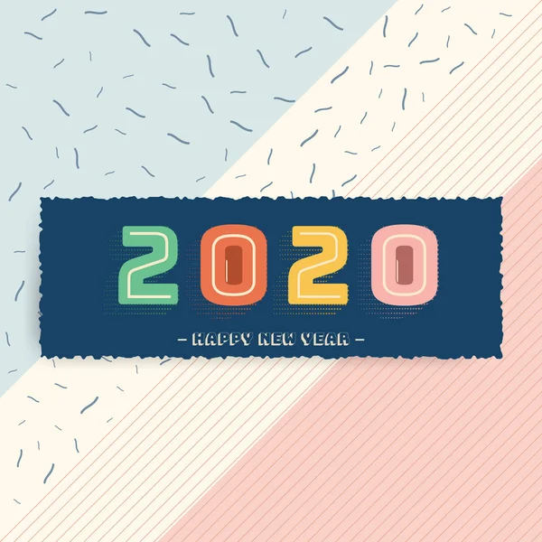 Mutlu yıllar 2020 'nin düz modern tebrik kartı tasarımı. Renkli arkaplan.