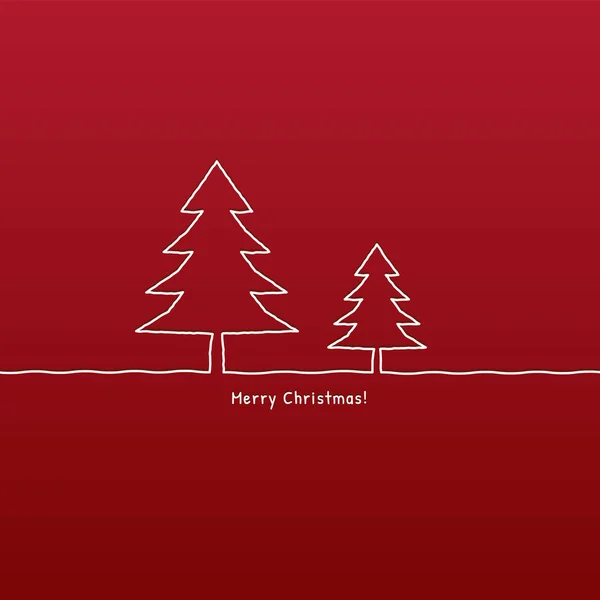 Christmas tree on red background, Merry Christmas card.