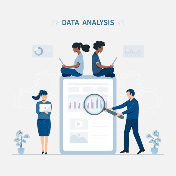 Data Analysis Vektor Illustration Koncept Klassiska Blå Färg Trender — Stock vektor