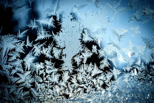 Abstract Background Winter Frosty Patterns Window — Stock Photo, Image