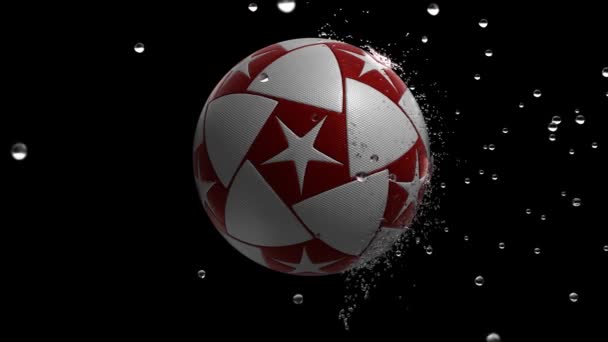 Piłkę w ruchu przez krople deszczu — Wideo stockowe