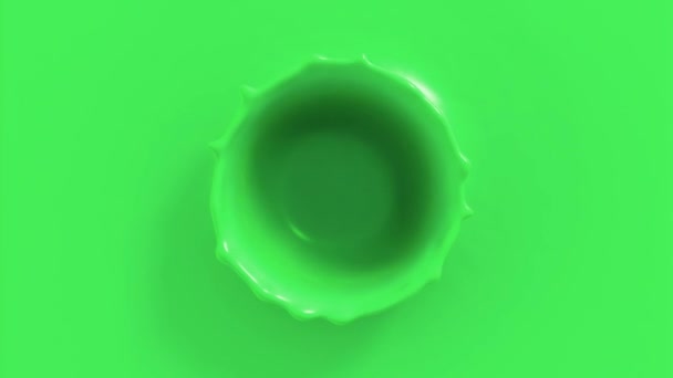 Vue Dessus Une Petite Goutte Tombant Dans Liquide Vert Néon — Video