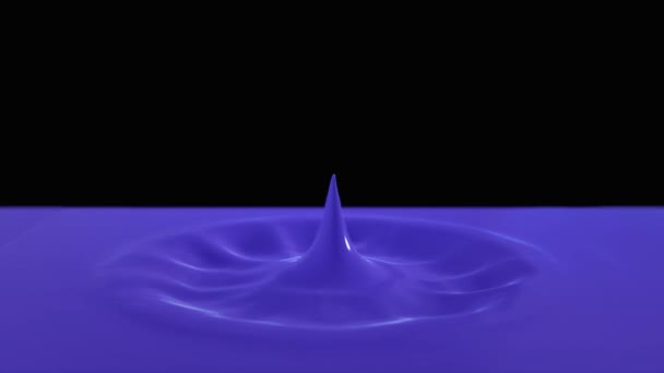 黑色背景下跌落到霓虹灯紫液中的小水滴观 — 图库视频影像