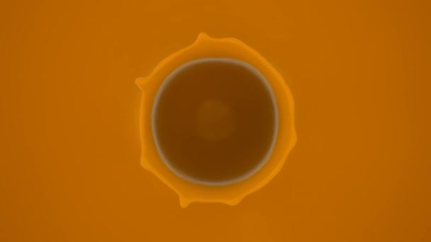 Vue Une Petite Goutte Tombant Dans Liquide Orange — Video