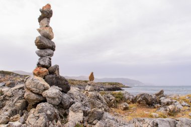 Güzel deniz manzarası. Sahile Girit Adası