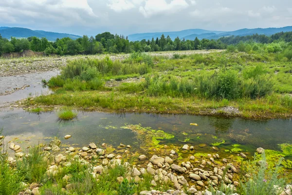 Bela paisagem montanhosa com o rio — Fotografia de Stock