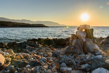 Girit sahil muhteşem günbatımı