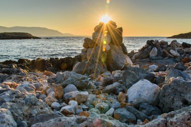 Girit sahil muhteşem günbatımı