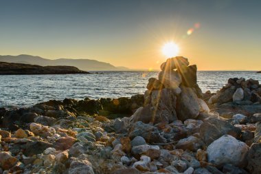 Girit sahil muhteşem günbatımı