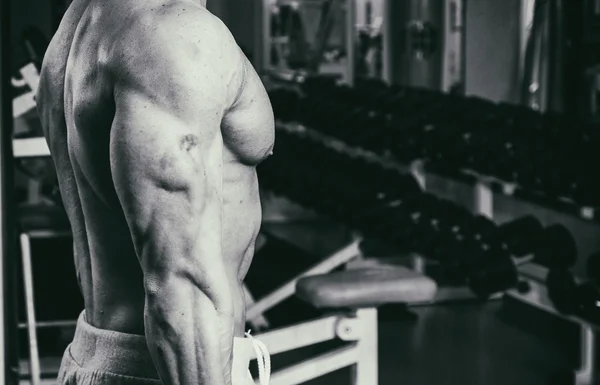 Bel homme athlétique de puissance dans l'entraînement pompage des muscles avec — Photo