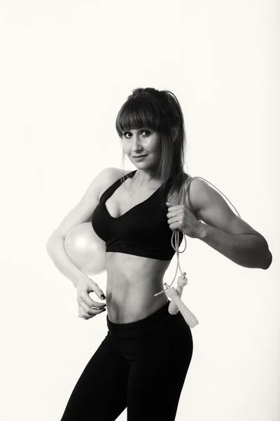 Fitness ragazza su sfondo bianco — Foto Stock