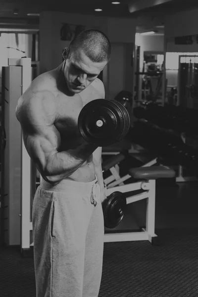 Training process men at the gym — Stock Photo, Image