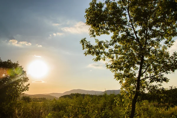 Favoloso tramonto sul campo — Foto Stock