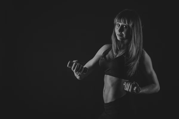 Trained girl on black — Stock Photo, Image