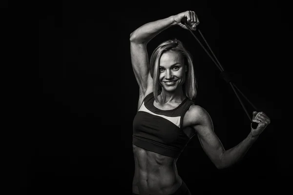 Fitness tjej svartvit foto — Stockfoto