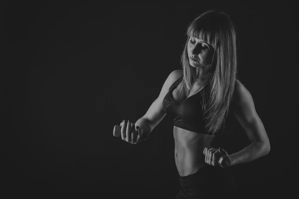 Trained girl on black — Stock Photo, Image