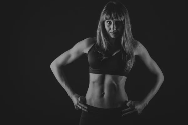 Trained girl on black — Stock Photo, Image