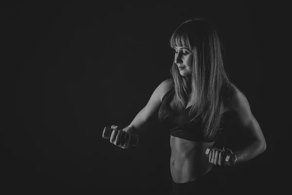 Trained girl on black — Stock Photo, Image