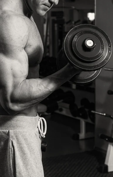 Atleta musculoso culturista en el gimnasio —  Fotos de Stock