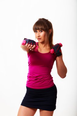 Siyah üzerine poz fitness kız