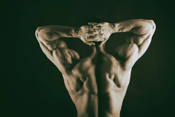Beautiful bodybuilder on a black background — Stock Photo, Image