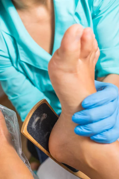 Peeling during a pedicure — Stock Photo, Image