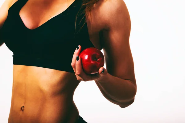 Weibliche Fitness auf schwarzem Hintergrund — Stockfoto