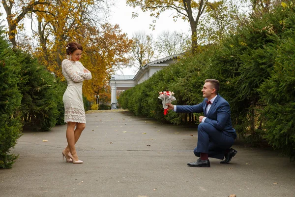 Casamento, caminhada, noivo e noiva — Fotografia de Stock