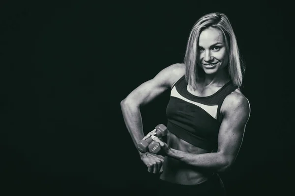 Fitness woman on black — Stock Photo, Image