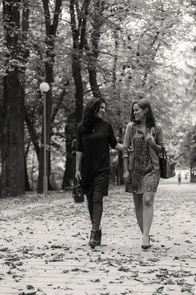 Girlfriends in autumn park — Stock Photo, Image
