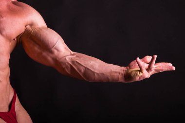 Bodybuilder posing in different poses demonstrating their muscle clipart