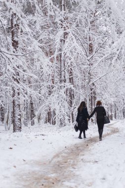 Kış ormandaki iki kadın