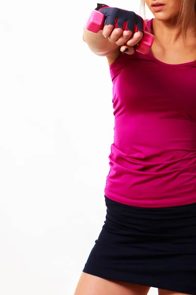 Fitness. Figura deportiva de una chica sobre un fondo claro . —  Fotos de Stock