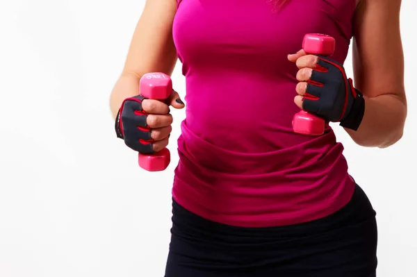 Fitness. Sports figure of a girl on a light background. — Stock Photo, Image