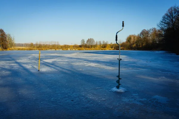 Pêche sur glace. Pêche d'hiver — Photo