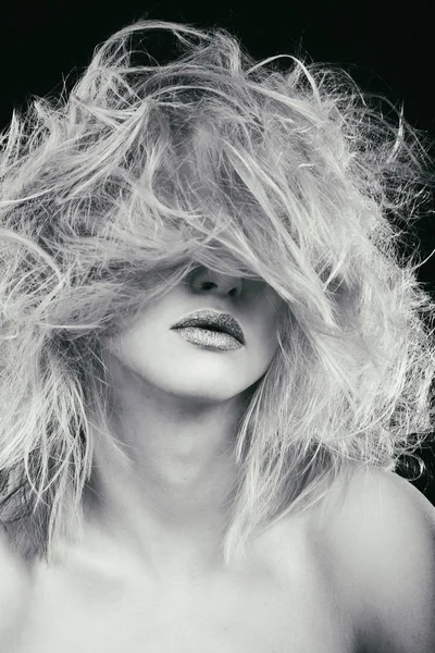 Fashion blonde on a black and white photo. Stock Picture