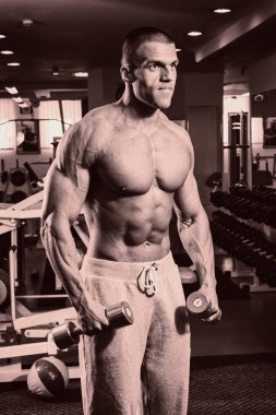 Gösterilen onun sırt ve pazı kas, kişisel fitnes vücut geliştirmeci