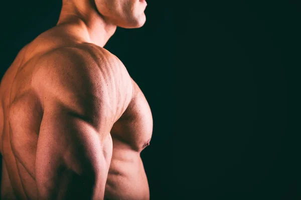 Antecedentes sobre musculação e corpo masculino — Fotografia de Stock