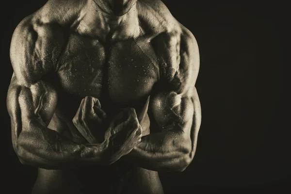 肌肉发达的男性身体的背景 — 图库照片