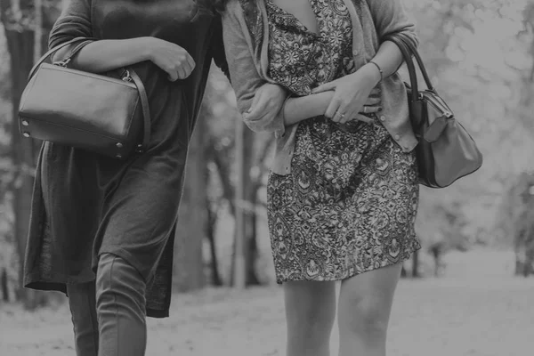 Girlfriends in autumn park — Stock Photo, Image