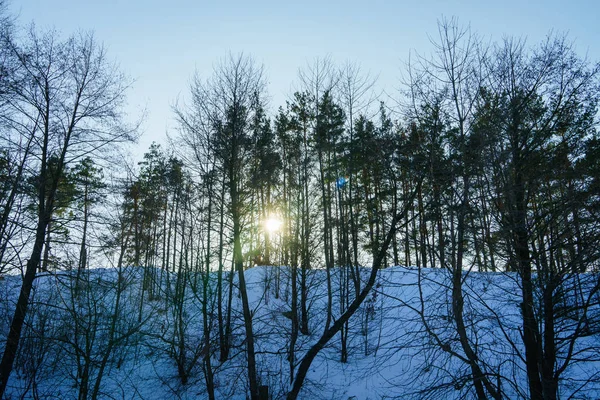 Bonita paisagem nevada de inverno no lago — Fotografia de Stock