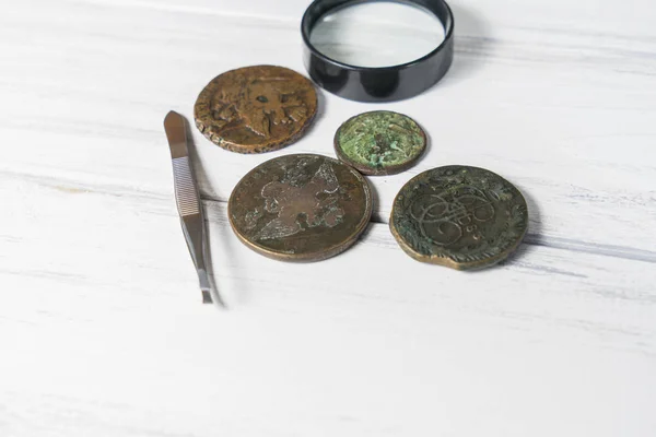 Zbieraj monety. Numizmatyki. Kolekcja. — Zdjęcie stockowe